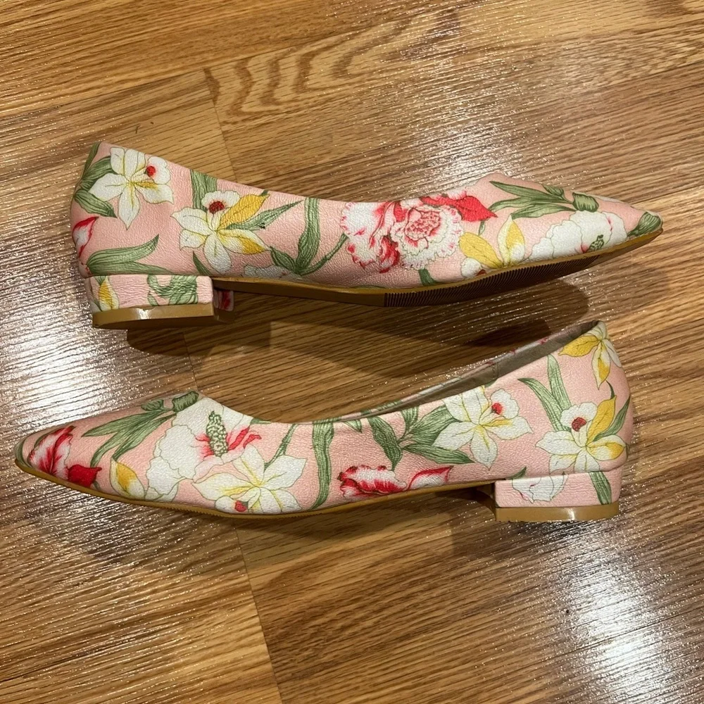 LL Tong Paris Pink‎ Leather floral print Ballet Flats size 38